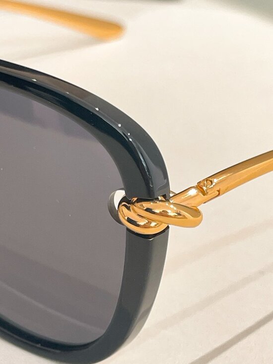 Bottega Veneta Square Sunglasses – Black Frame, Amber Lenses, Gold Accents main image 4